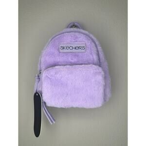 SKECHERS Vegan Faux Fur Fuzzy Purple Mini Backpack Purse Bag